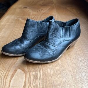 Elegant Black Embroidered Ankle Booties